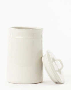 Handled Ceramic Canister 16 Handled Ceramic Canister -Bloomingville Shop HandledCeramicCanister MDCR2149 WHT L D1