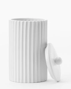 Fluted Lidded Bathroom Canister -Bloomingville Shop RibbedLiddedBathroomCanister MBTH0268 IVR L D1