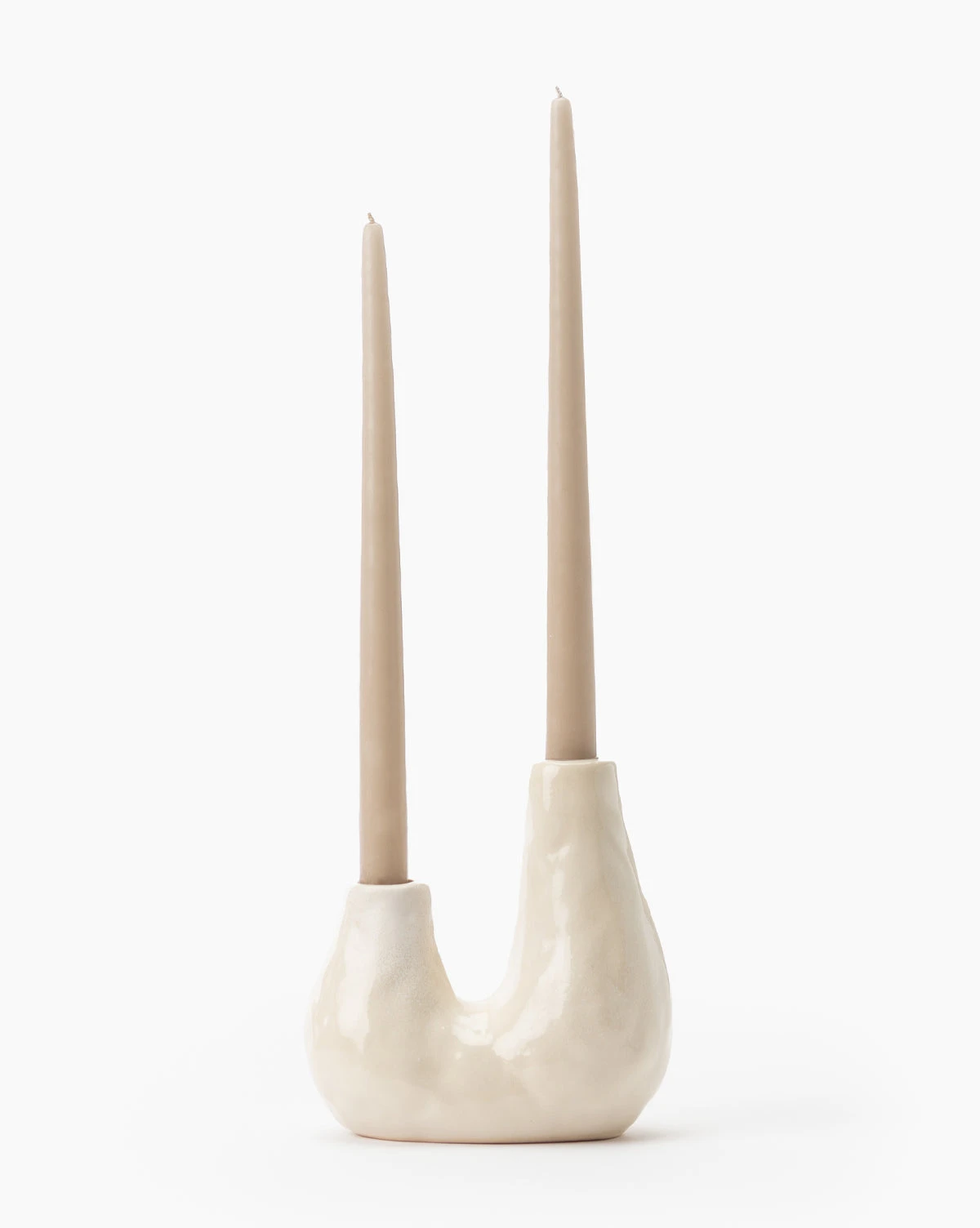 White Ceramic Duo Candle Holder 6 White Ceramic Duo Candle Holder - Image 4